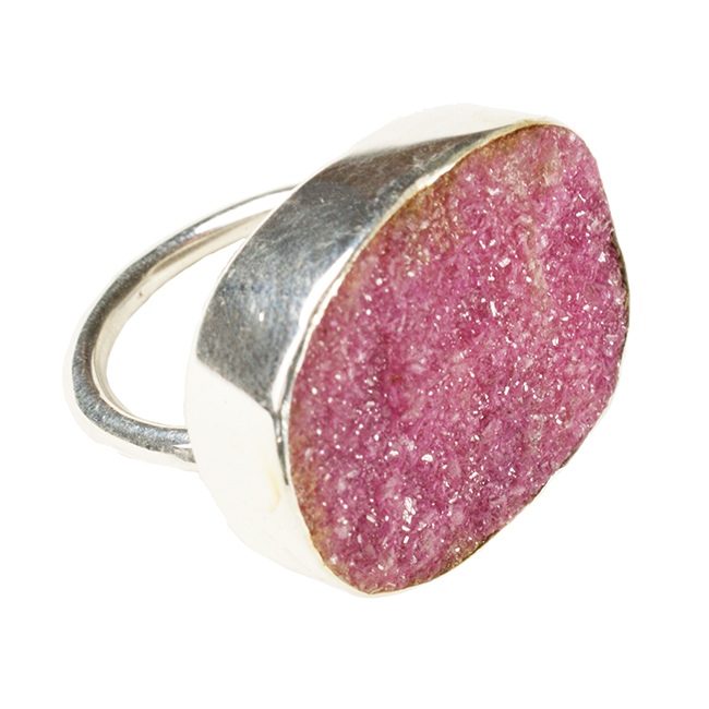Tallulah Ring Natural Pink Druzy Silver
