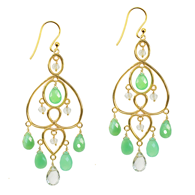 Amelie Chandelier Earrings Chrysoprase Green Amethyst