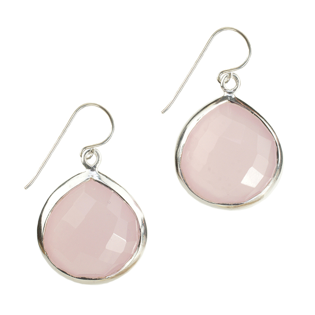 Candy Pear Earrings Pink Chalcedony Silver