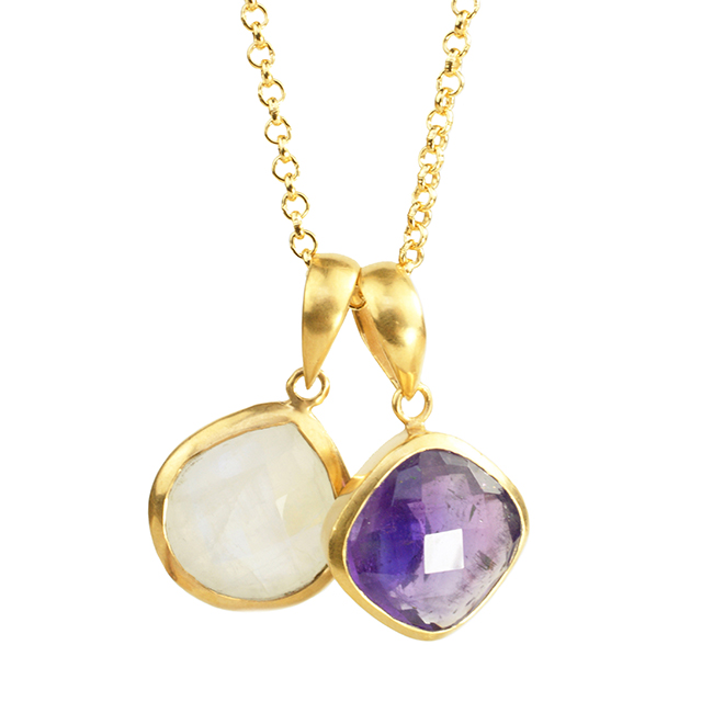 Candy Pear Necklace Amethyst Moonstone