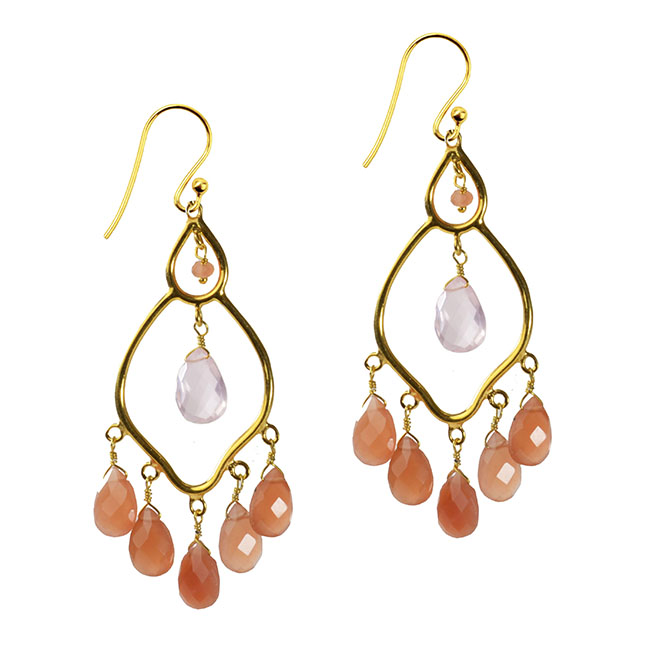 Jasmine Earrings Peach Moonstone Rose Quartz