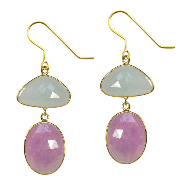 Talitha Earrings Aquamarine Pink Sapphire