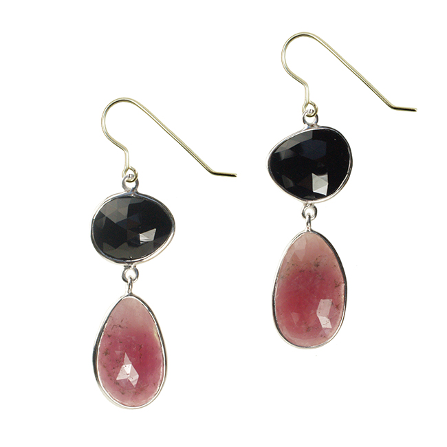Talitha Earrings Black Spinel Pink Sapphire Silver