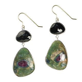 Talitha Earrings Black Spinel Ruby Zoisite Silver