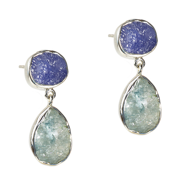 Tallulah Earrings Tanzanite Aquamarine Silver