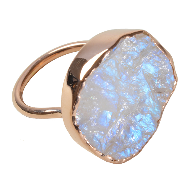 Rough cut deals moonstone ring