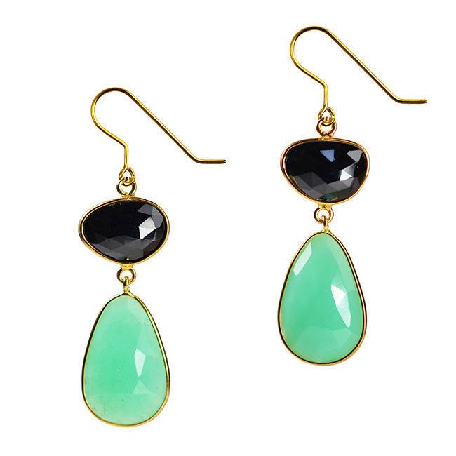 Talitha Earrings Black Spinel Chrysoprase