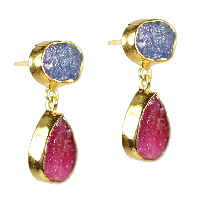 Tallulah Earrings Ruby Tanzanite