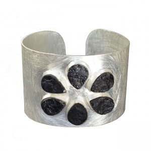 Tallulah Cuff Black Tourmaline Silver