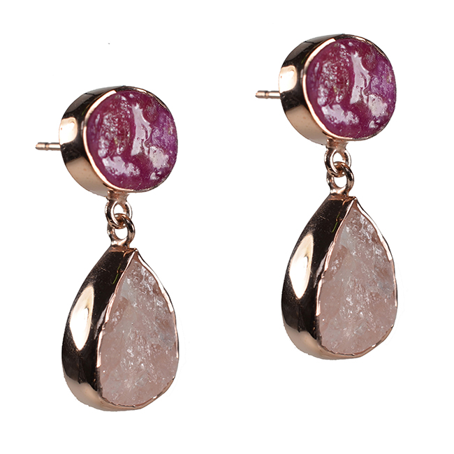 Tallulah Earrings Ruby Morganite Rose Gold