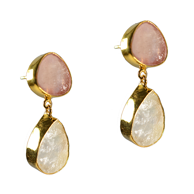 Tallulah Earrings Moonstone Pink Sapphire