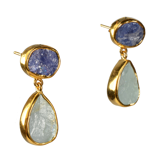 Tallulah Earrings Tanzanite Aquamarine