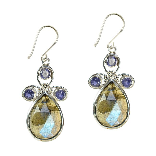 Nikita Drop Earrings Labradorite Iolite Silver