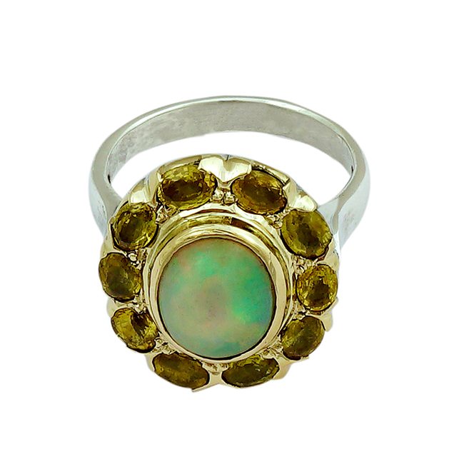 Halo Cocktail Ring Opal Yellow Sapphire