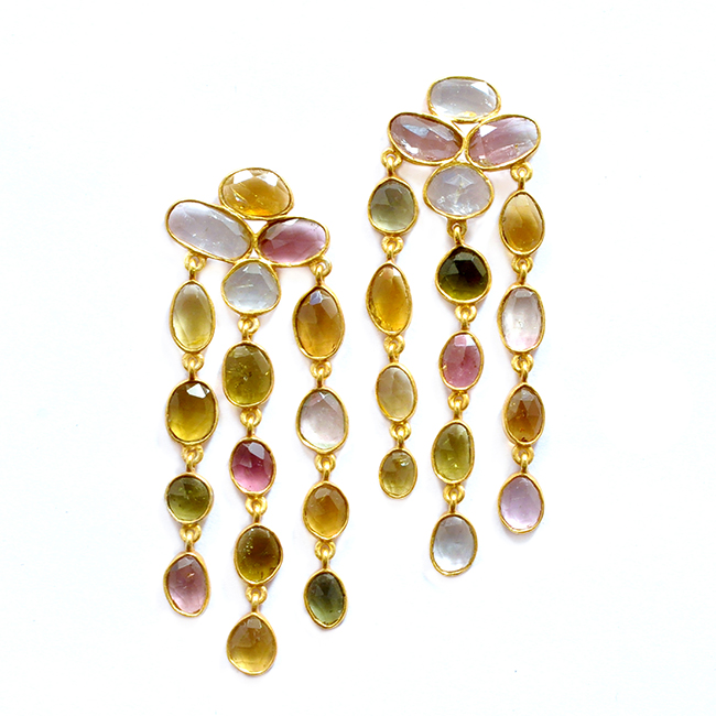 Multi Tourmaline Waterfall Earrings Tara