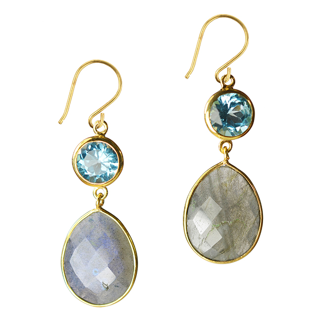 Portia Earrings Blue Topaz Labradorite - Sushilla Jewellery