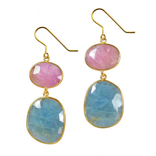 large aquamarine pink sapphire earrings talitha