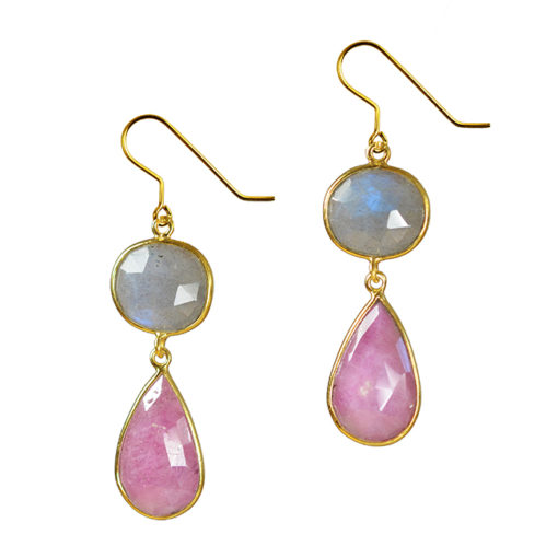 pink sapphire labradorite earrings talitha