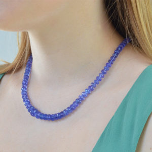 AAA Quality Tanzanite high quality and Moonstone Single Strand Beaded Rondelle Necklace, Tanzanite Jewelry, Perfect for Gifting, December Birthstone