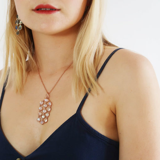 moonstone pendant necklace rose gold tara