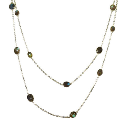 labradorite silver long necklace tara