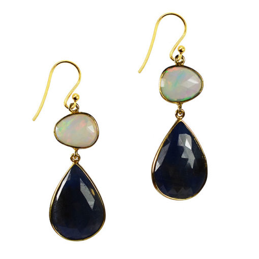 opal sapphire double drop earrings talitha