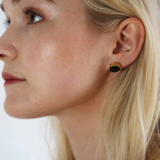 tallulah stud earrings black tourmaline