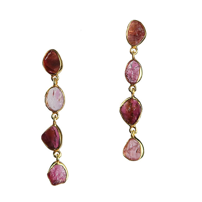 Pink Tourmaline Stud Drop Earrings - Sushilla Jewellery