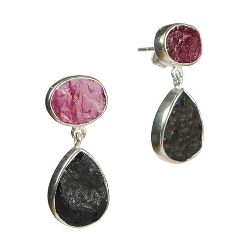 tallulah earrings ruby black tourmaline silver
