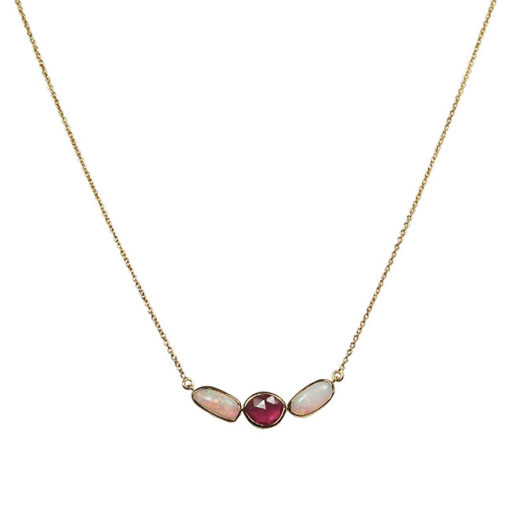 ruby opal 18ct gold necklace