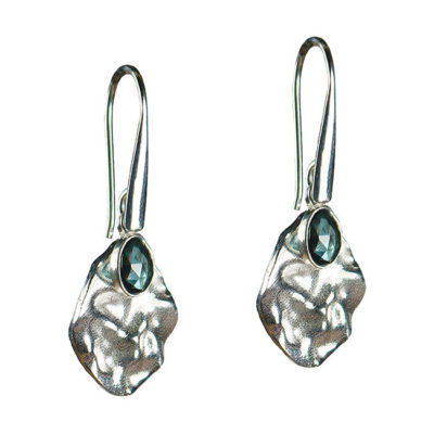 blue topaz leaf drop earrings