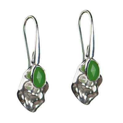 chrysoprase leaf drop earrings silver