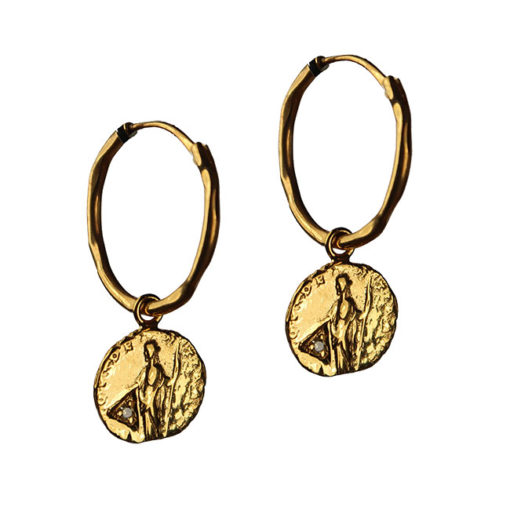 diamond coin hoop earrings