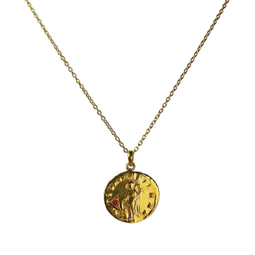 garnet antique coin pendant necklace