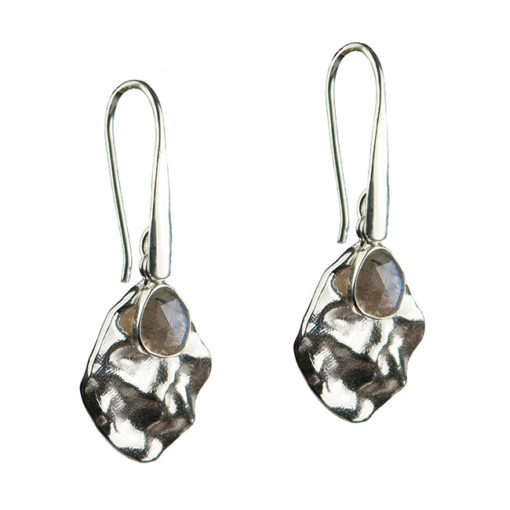 labradorite leaf drop earrings silver