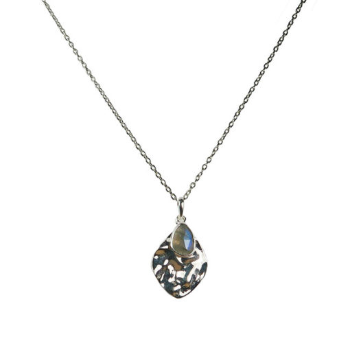 labradorite leaf pendant necklace silver
