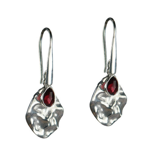 rhodonite leaf drop earrings silver