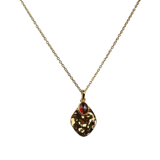 rhodonite leaf pendant necklace