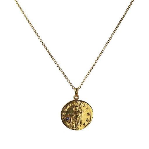 sapphire antique coin pendant necklace
